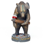 This is a replica of a statue in Szymbark, Poland of one of the Second World Warï¿½s most unusual combatants ï¿½ a 500-pound cigarette-smoking, beer-drinking brown bear. He is depicted here carrying an artillery shell, wearing a cap fashioned from an army