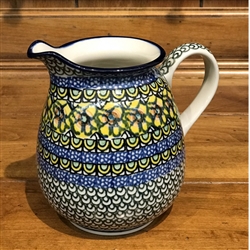 Polish Pottery 1 qt. Pitcher. Hand made in Poland. Pattern U294 designed by Maryla Iwicka.