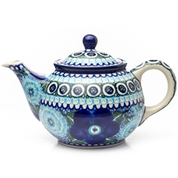 Polish Pottery 30 oz. Teapot. Hand made in Poland. Pattern U586 designed by Maryla Iwicka.