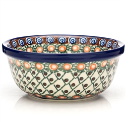 Polish Pottery 6" Cereal/Berry Bowl. Hand made in Poland. Pattern U42 designed by Anna Pasierbiewicz.