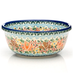 Polish Pottery 6" Cereal/Berry Bowl. Hand made in Poland. Pattern U1487 designed by Barbara Fidelus.