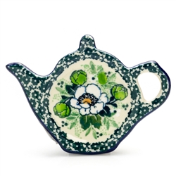 Polish Pottery 5" Tea Bag Plate. Hand made in Poland. Pattern U1749 designed by Maria Starzyk.