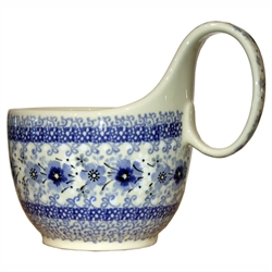 Polish Pottery 14 oz. Soup Bowl with Handle. Hand made in Poland. Pattern U4787 designed by Teresa Liana.