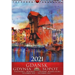 This beautiful small format spiral bound 14 month wall calendar features the works of Polish artist Katarzyna Tomala. 15 scenes from Gdansk-Gdynia-Sopot in watercolours.