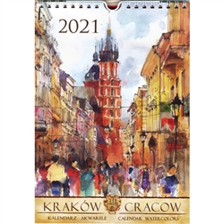 This beautiful small format spiral bound 14 month wall calendar features the works of Polish artist Katarzyna Tomala. 15 scenes from Krakow in watercolours.