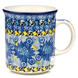 Polish Pottery 8 oz. Everyday Mug. Hand made in Poland. Pattern U4744 designed by Maria Starzyk.