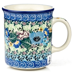Polish Pottery 8 oz. Everyday Mug. Hand made in Poland. Pattern U4567 designed by Maria Starzyk.