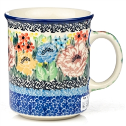 Polish Pottery 8 oz. Everyday Mug. Hand made in Poland. Pattern U4863 designed by Teresa Liana.