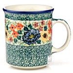 Polish Pottery 8 oz. Everyday Mug. Hand made in Poland. Pattern U4664 designed by Teresa Liana.