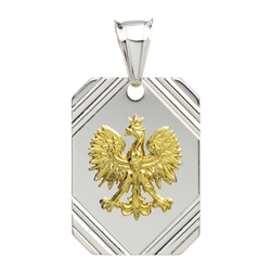 Gold plated silver (.925) Polish eagle on sterling silver.
&#8203;Size is approx 1.25" x .75"  Made In Poland.