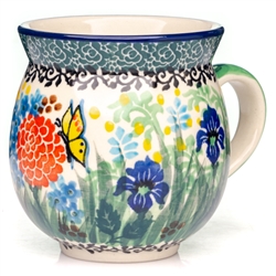 Polish Pottery 11 oz. Bubble Mug. Hand made in Poland. Pattern U2210 designed by Teresa Liana.