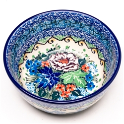 Polish Pottery 5" Ice Cream Bowl. Hand made in Poland. Pattern U4061 designed by Teresa Liana.