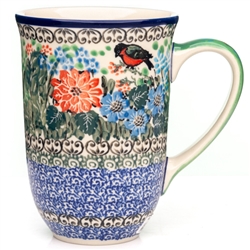 Polish Pottery 17 oz. Bistro Mug. Hand made in Poland. Pattern U3290 designed by Teresa Liana.