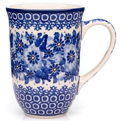 Polish Pottery 17 oz. Bistro Mug. Hand made in Poland. Pattern U243 designed by Krystyna Deptula.