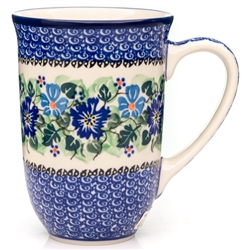 Polish Pottery 17 oz. Bistro Mug. Hand made in Poland. Pattern U1810 designed by Danuta Skiba.