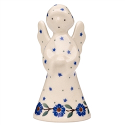 Polish Pottery 4" Standing Angel Figurine. Hand made in Poland and artist initialed.