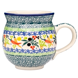 Polish Pottery 11 oz. Bubble Mug. Hand made in Poland. Pattern U4849 designed by Teresa Liana.