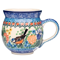 Polish Pottery 11 oz. Bubble Mug. Hand made in Poland. Pattern U3478 designed by Teresa Liana.