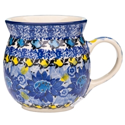 Polish Pottery 6 oz. Bubble Mug. Hand made in Poland. Pattern U4744 designed by Maria Starzyk.