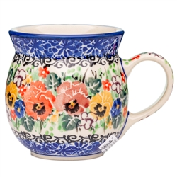 Polish Pottery 6 oz. Bubble Mug. Hand made in Poland. Pattern U3638 designed by Maria Starzyk.