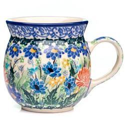 Polish Pottery 6 oz. Bubble Mug. Hand made in Poland. Pattern U3171 designed by Maria Starzyk.