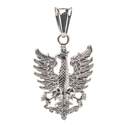 Sterling silver Polish eagle pendant from the period 1919 - 1920. Size is approx .75" x .5".  Made In Poland