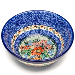 Polish Pottery 7" Nesting Kitchen Bowl. Hand made in Poland. Pattern U3775 designed by Maria Starzyk.