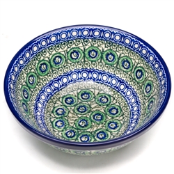 Polish Pottery 7" Nesting Kitchen Bowl. Hand made in Poland. Pattern U114 designed by Maryla Iwicka.