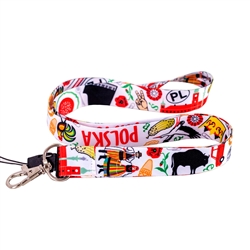 The folk lanyard features a variety of symbols of Poland.