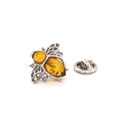 Super cute honey bee in amber and sterling silver.  Size is approx .75" x .5"