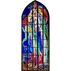 Stained Glass Window Applique - Wyspianski - Bog Ojciec.  These can be easily applied to a clean window and are reusable.  Made In Poland