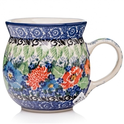 Polish Pottery 6 oz. Bubble Mug. Hand made in Poland. Pattern U4718 designed by Maria Starzyk.