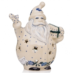 Polish Pottery 6" Santa Elf Tealight. Hand made in Poland and artist initialed.