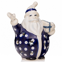 Polish Pottery 6" Santa Elf Tealight. Hand made in Poland and artist initialed.