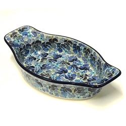 Polish Pottery 9" Oval Baker. Hand made in Poland. Pattern U4777 designed by Teresa Liana.