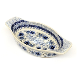 Polish Pottery 9" Oval Baker. Hand made in Poland. Pattern U4787 designed by Teresa Liana.