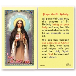 St. Hedwig - Holy Card. Plastic Coated. Picture is on the front, text is on the back of the card.