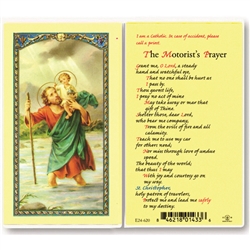 Motorist's Prayer - Holy Card.  Holy Card Plastic Coated. Picture is on the front with the Motorist's Prayer, text is on the back of the card.