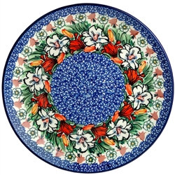 Polish Pottery 10" Dinner Plate. Hand made in Poland. Pattern U4236 designed by Ewa Karbownik.