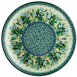 Polish Pottery 10" Dinner Plate. Hand made in Poland. Pattern U4334 designed by Krystyna Dacyszyn.