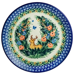 Polish Pottery 10" Dinner Plate. Hand made in Poland. Pattern U2974 designed by Teresa Andrukiewicz.