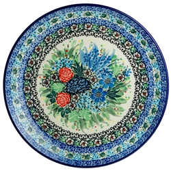 Polish Pottery 10" Dinner Plate. Hand made in Poland. Pattern U4672 designed by Teresa Liana.