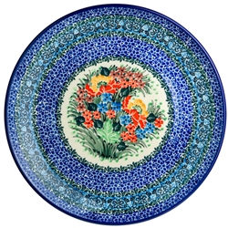 Polish Pottery 10" Dinner Plate. Hand made in Poland. Pattern U4677 designed by Teresa Liana.