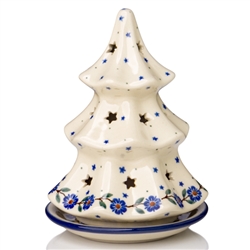 Polish Pottery 6.25" Votive Christmas Tree. Hand made in Poland and artist initialed.