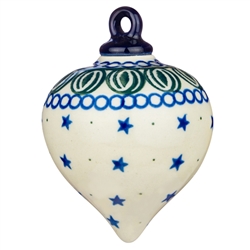 Polish Pottery 4" Christmas Ornament. Hand made in Poland.