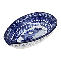 Polish Pottery 5" Spoon Rest. Hand made in Poland. Pattern U61A designed by Teresa Liana.