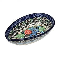 Polish Pottery 5" Spoon Rest. Hand made in Poland. Pattern U4672 designed by Teresa Liana.