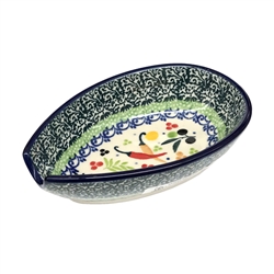 Polish Pottery 5" Spoon Rest. Hand made in Poland. Pattern U4849 designed by Teresa Liana.