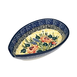 Polish Pottery 5" Spoon Rest. Hand made in Poland. Pattern U4616 designed by Teresa Liana.