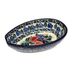 Polish Pottery 5" Spoon Rest. Hand made in Poland. Pattern U3281 designed by Maria Starzyk.